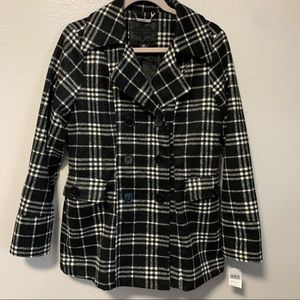 Jou Jou NWT black plaid jacket size medium buttons up the front